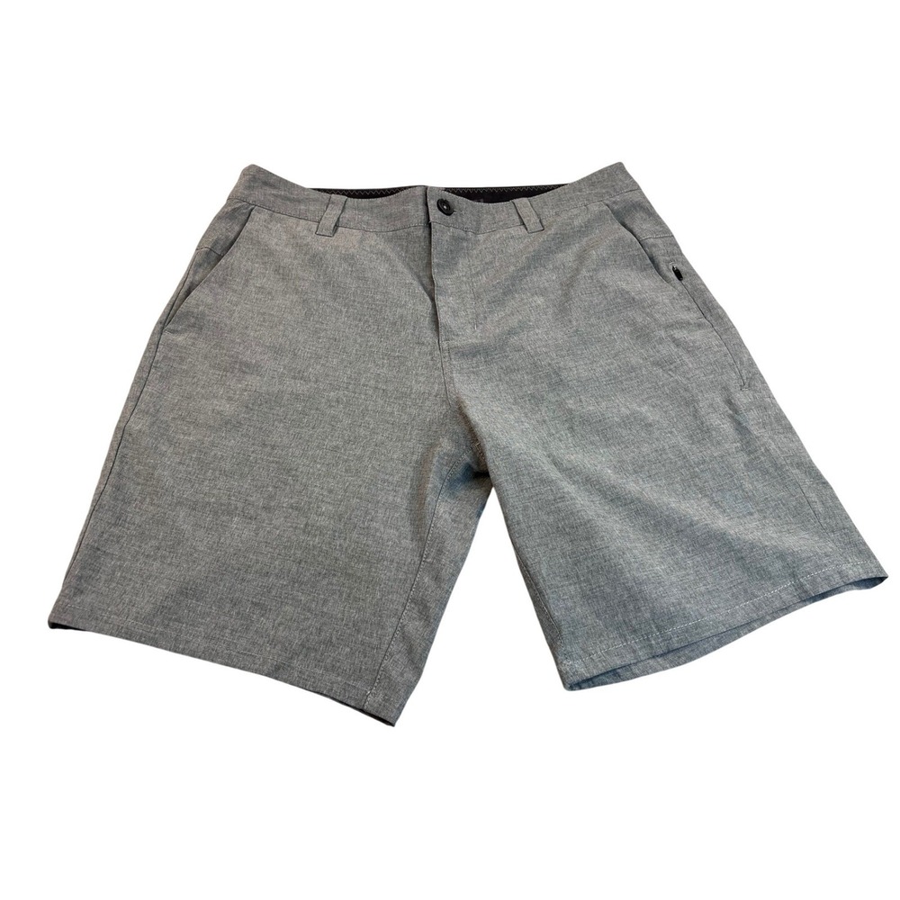 Vuori Mens Grey Heather Hybrid Performance Shorts Size 30 Stretch Hiking Travel